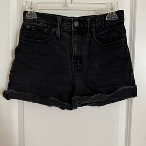 Madewell High-Rise Black Denim Jean Shorts, 25